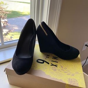 Black Suede Wedges